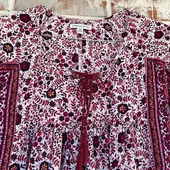 American Eagle Outfitters Floral Stripe Babydoll Blouse - Picture 4 of 7